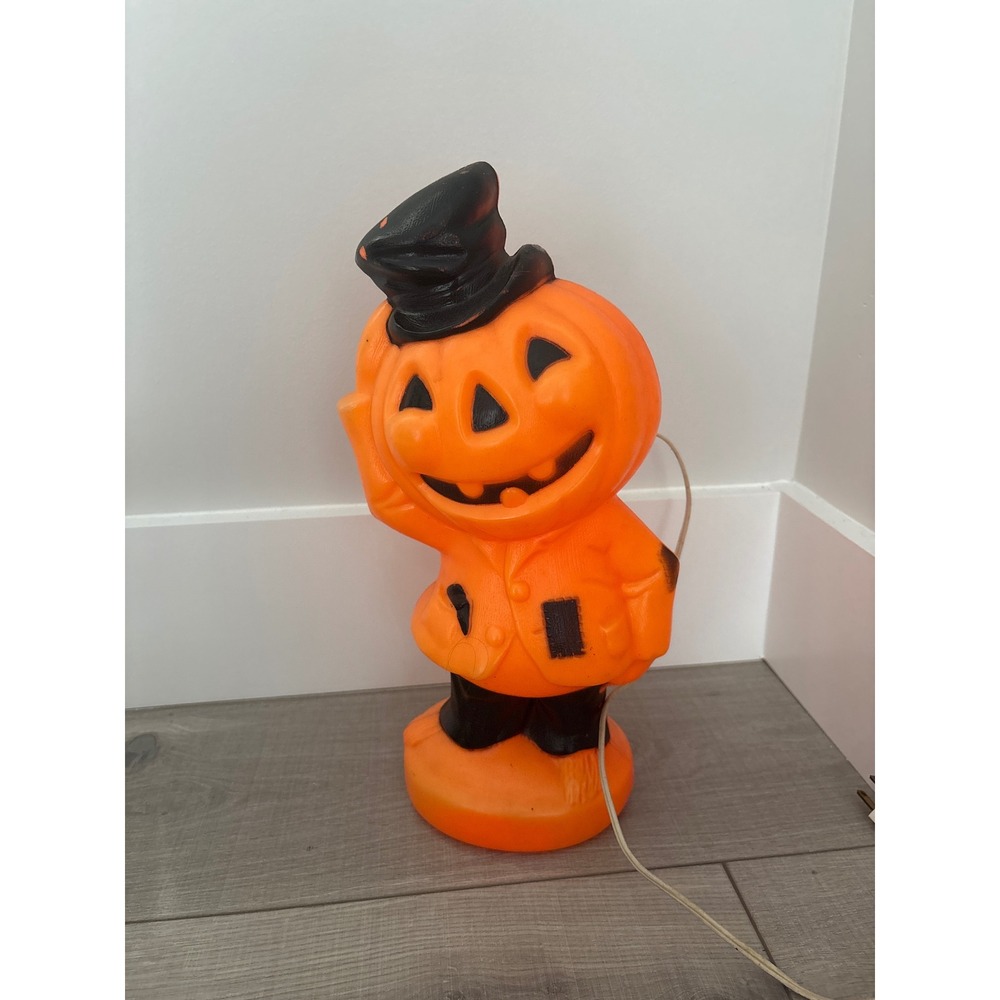 Vintage 1969 Empire Scarecrow Jack O' Lantern Pumpkin Halloween Blow Mold 14"